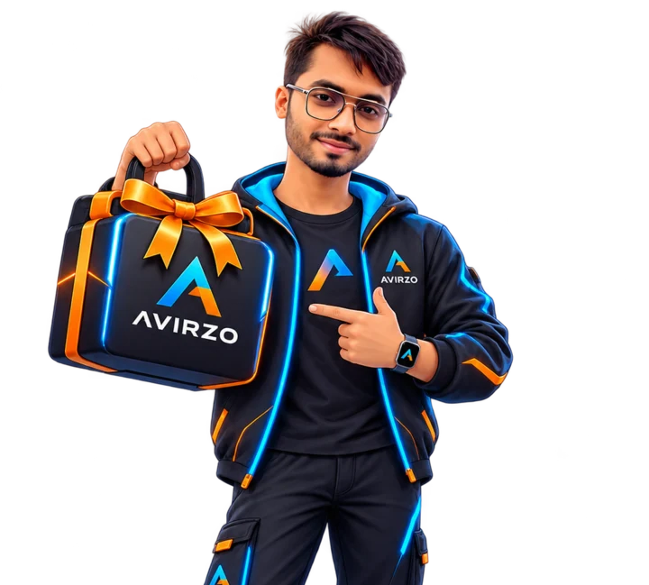 Reward Buddy holding an AVIRZO rewards gift